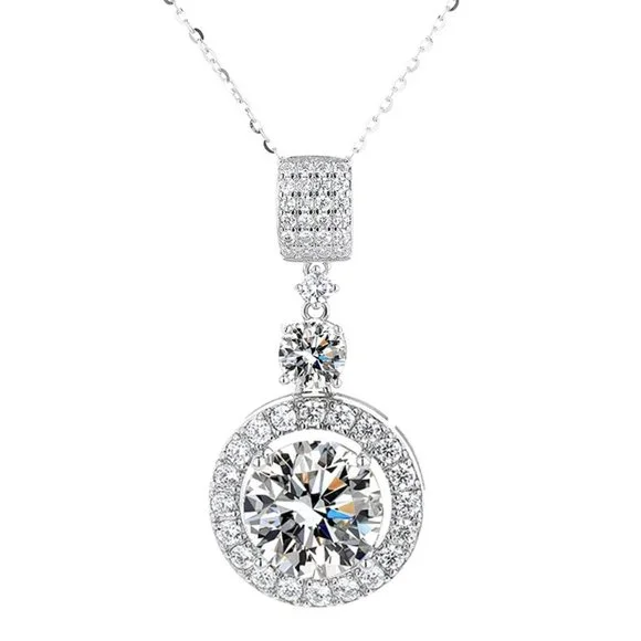 Certified 6ct. t.w. Moissanite Diamond Halo Pendant Necklace NEW - Picture 11 of 15